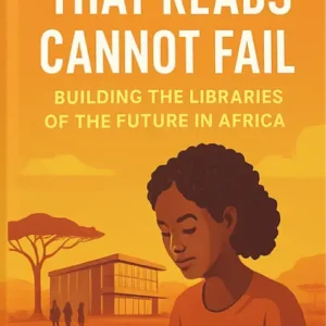 Cover of the book A Continent That Reads Cannot Fail by Arinze Achebe, featuring bold typography and imagery symbolizing books, libraries, and Africa’s future. Published by RINZNA Publishing and branded with Connect Africa, the design reflects a visionary call to build libraries and empower readers across the continent.
