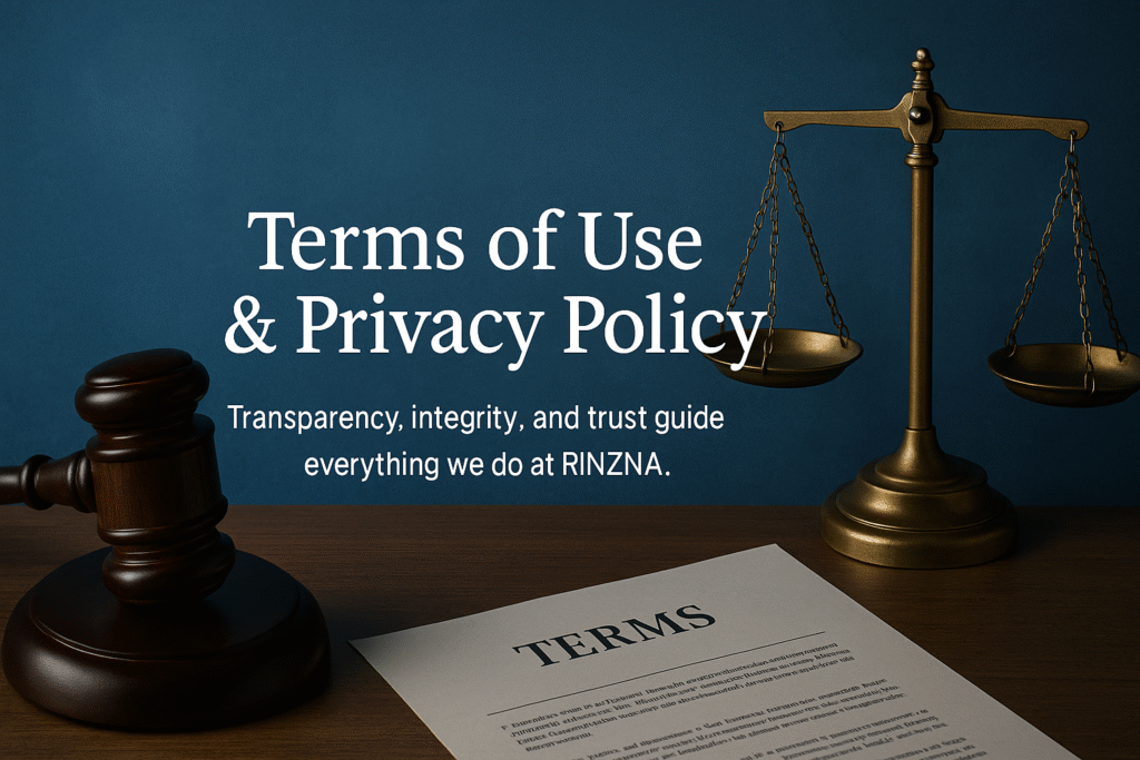 “RINZNA legal terms and privacy agreement illustration.”