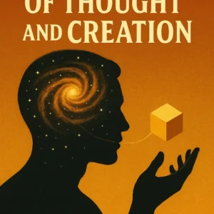 Front cover of “The Power of Thought and Creation” by Arinze Achebe — featuring a gold design with light radiating from a human silhouette’s mind, symbolizing divine imagination and the creative power of thought.