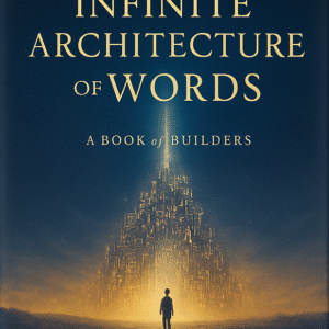 Book cover of “The Infinite Architecture of Words” by Arinze Achebe, a philosophical exploration of language, creation, and consciousness.